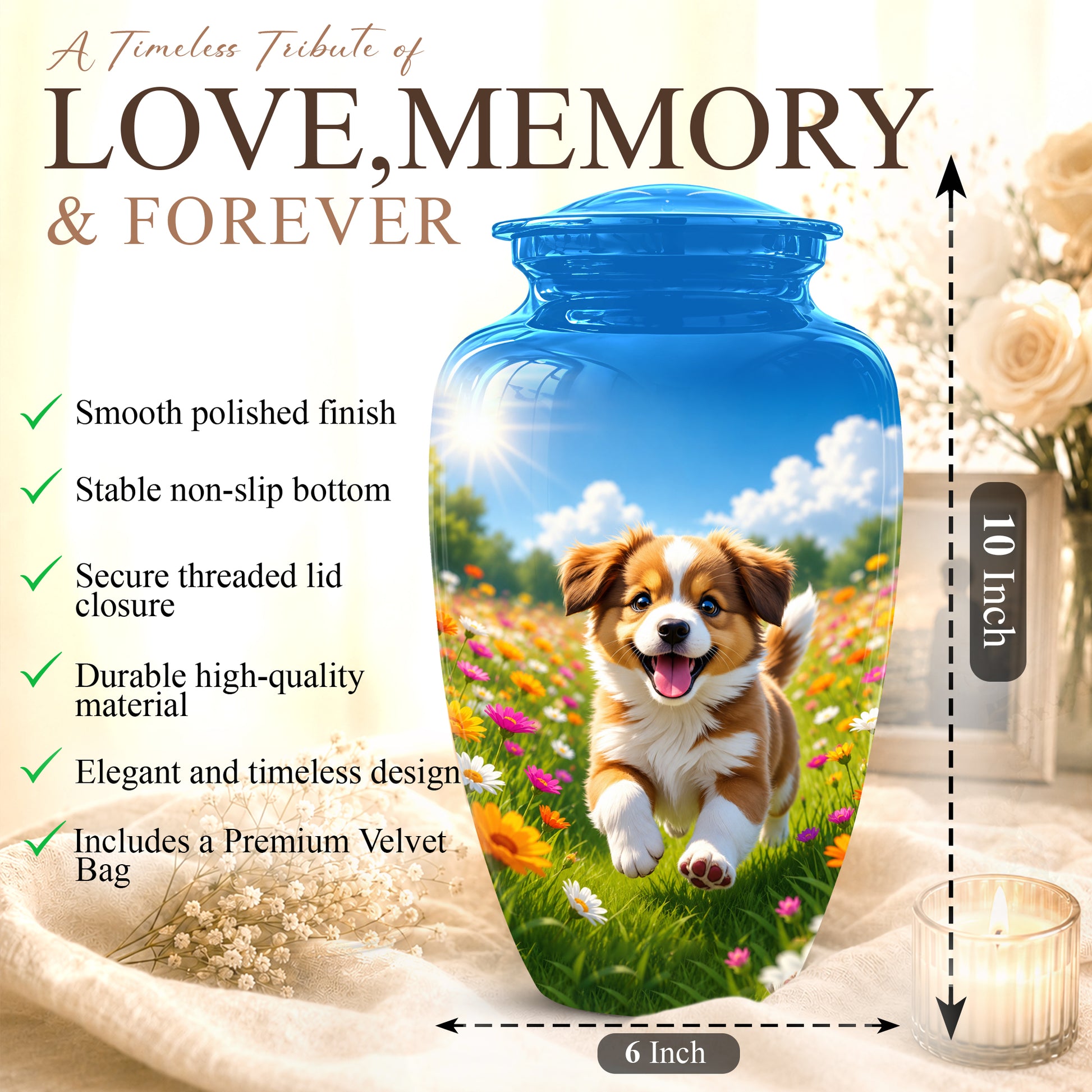 Personalized Dog Cremation Urn - Handcrafted Memorial Urns For Pet Ashes