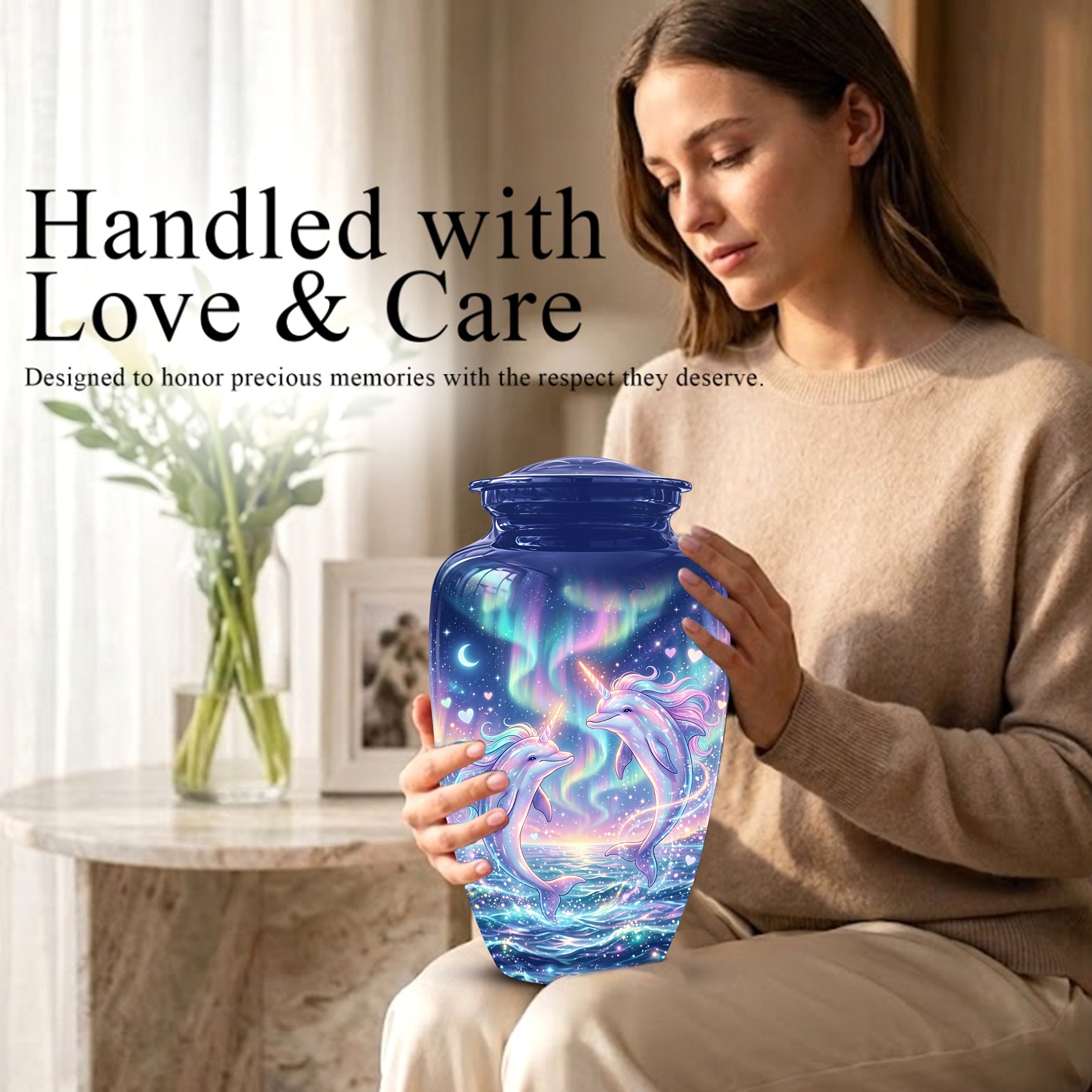 Baby Dolphin Cremation Urn - Personalized Artistic Urns For Human Ashes