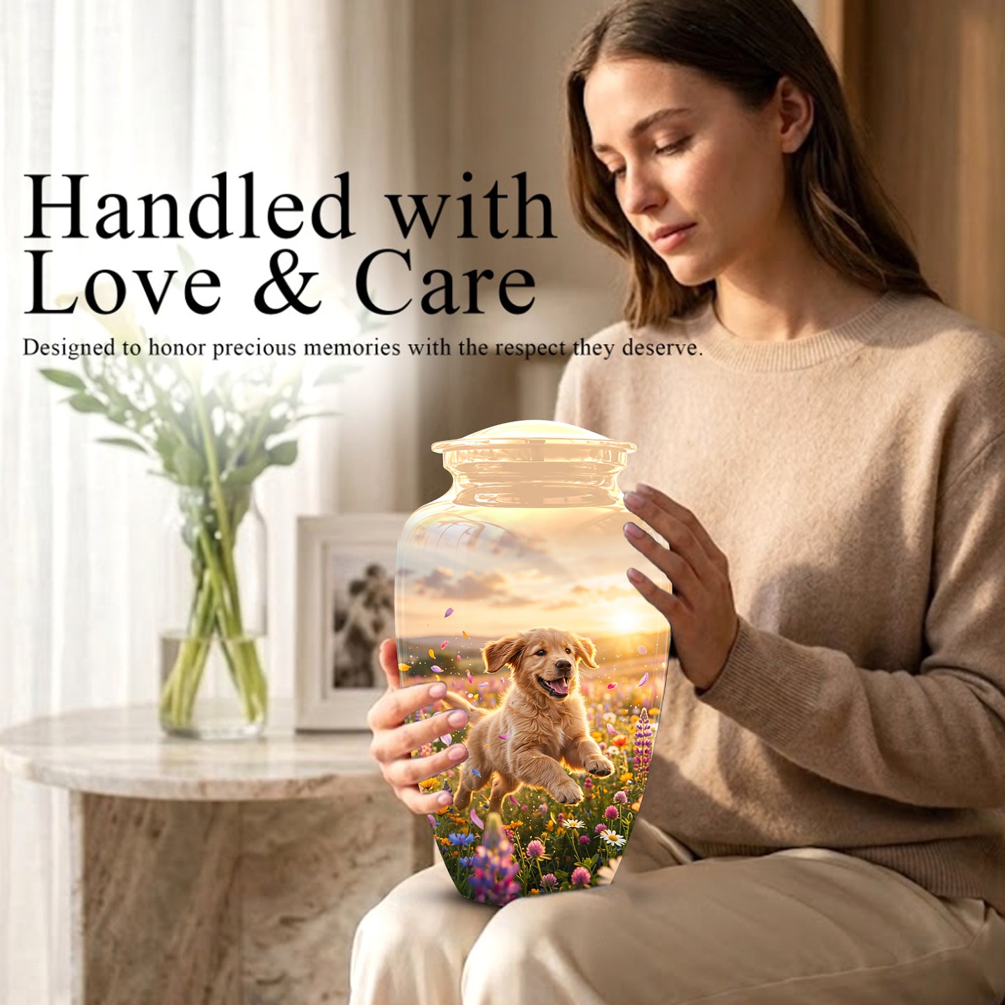 Playing Puppy Cremation Urn - Custom Memorial Urns For Pet Dog Ashes