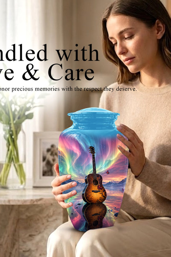 Guitar Aurora Borealis Urn - Classic Memorial Urns For Music Lovers