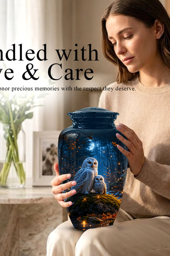 Owl With Owlet Themed Urn - Custom Cremation Urns For Human Ashes