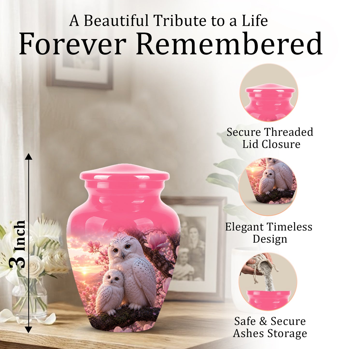 Owl Family Urn for Ashes – Elegant Cremation Memorial Urns For Humans