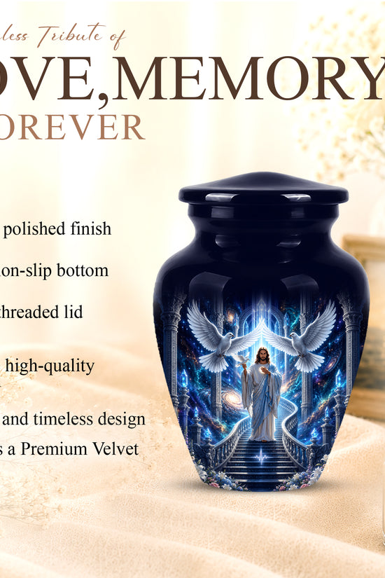 Jesus & White Dove Cremation Urn - Custom Spiritual Urns On Wholesale Price