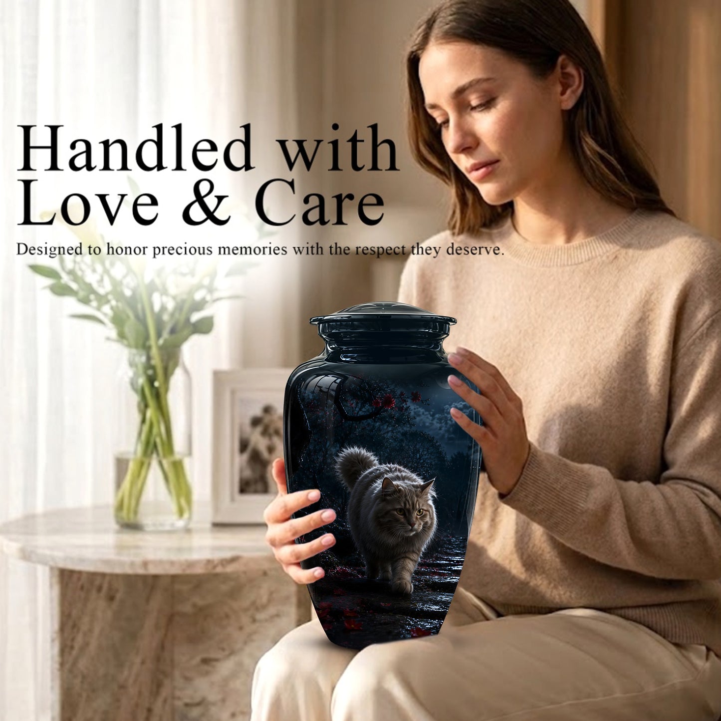 Custom Cat Cremation Urn - Handcrafted Pet Memorial Urns For Ashes