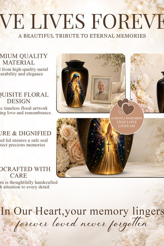 Religious Virgin Mary Cremation Urn - Personalized Urns For Mom Ashes