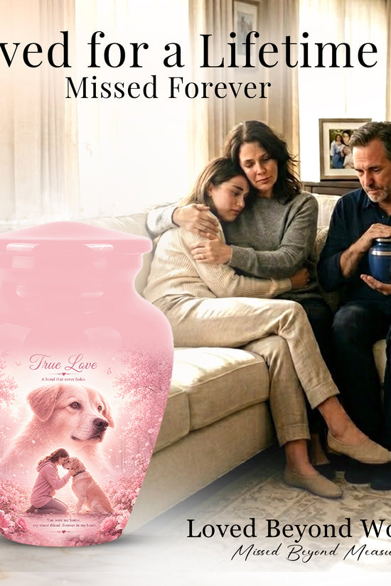 Pink Pet Dog Memorial Urn – Dog Burial Urn for Pets Ashes