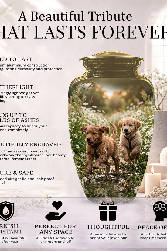 Playful Dog Puppy Urn - Personalized Memorial Urns For Pet Ashes