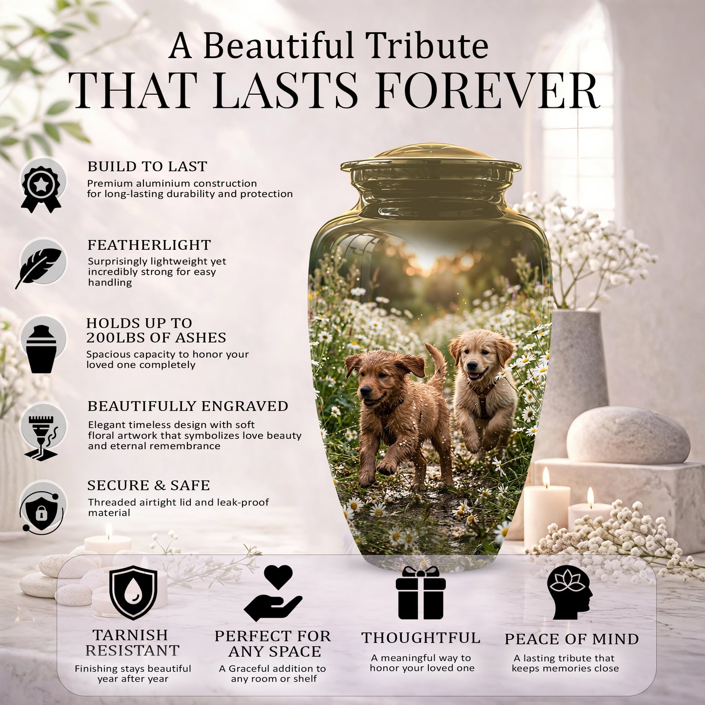 Playful Dog Puppy Urn - Personalized Memorial Urns For Pet Ashes