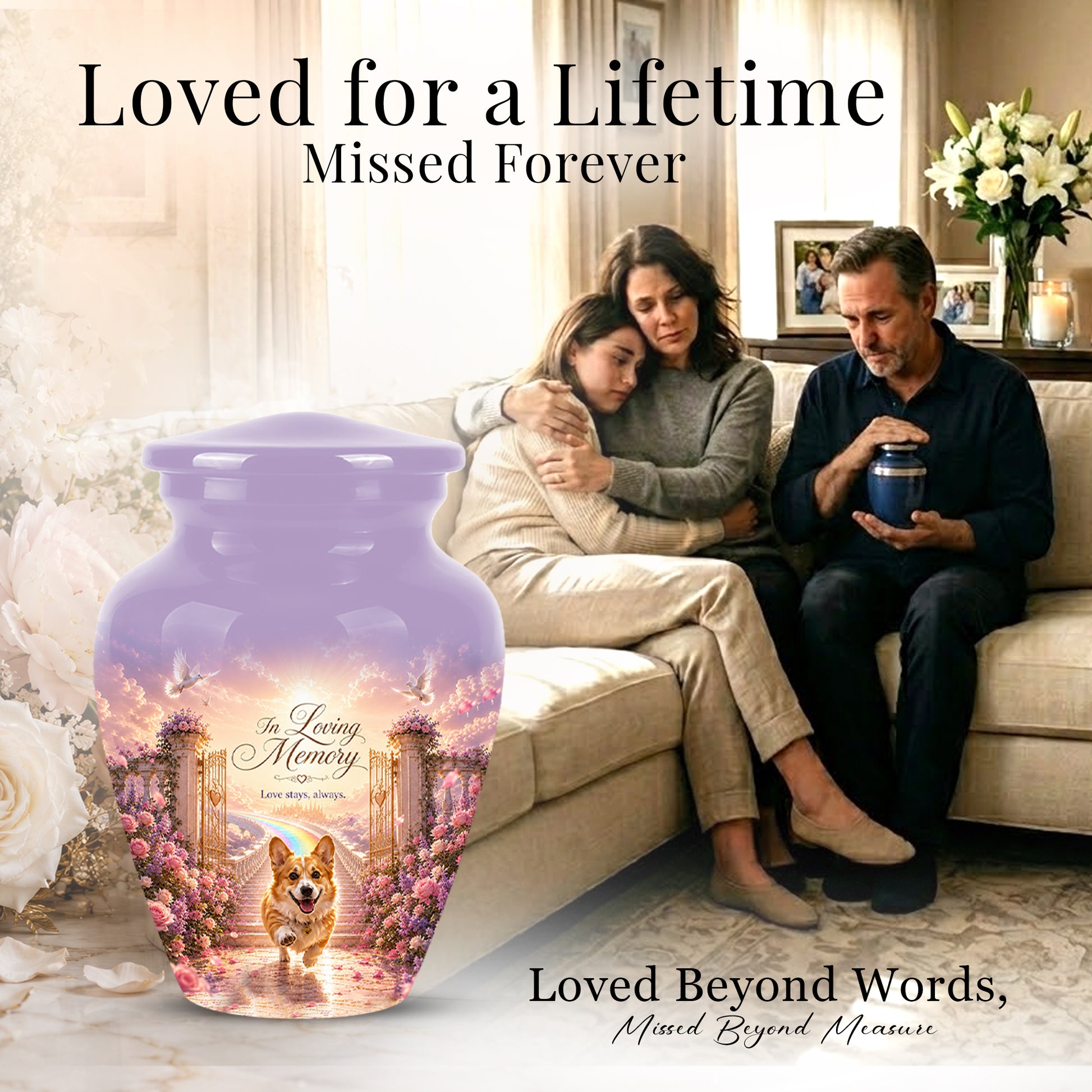 Pet Dog Memorial Urn – Personalized Dog Cremation Urn for Pets Ashes