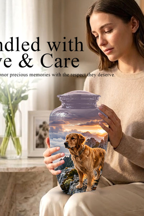 Golden Retriever Themed Urn - Handcrafted Custom Urn For Pet Dog Ashes