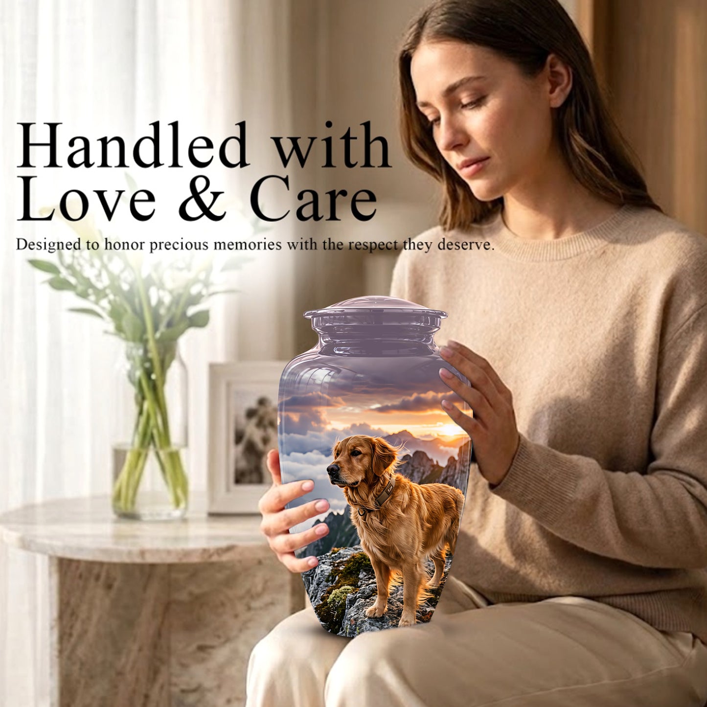 Golden Retriever Themed Urn - Handcrafted Custom Urn For Pet Dog Ashes