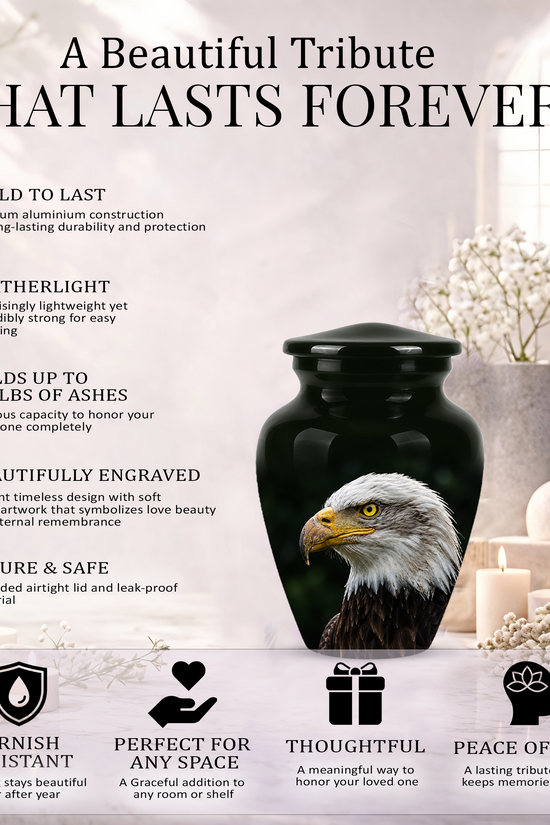 Patriotic Eagle Cremation Urn - Black Memorial Father Urns For Ashes