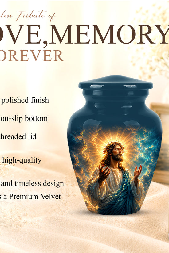 Personalized Jesus Cremation Urn - Handmade Religious Urns On Sale