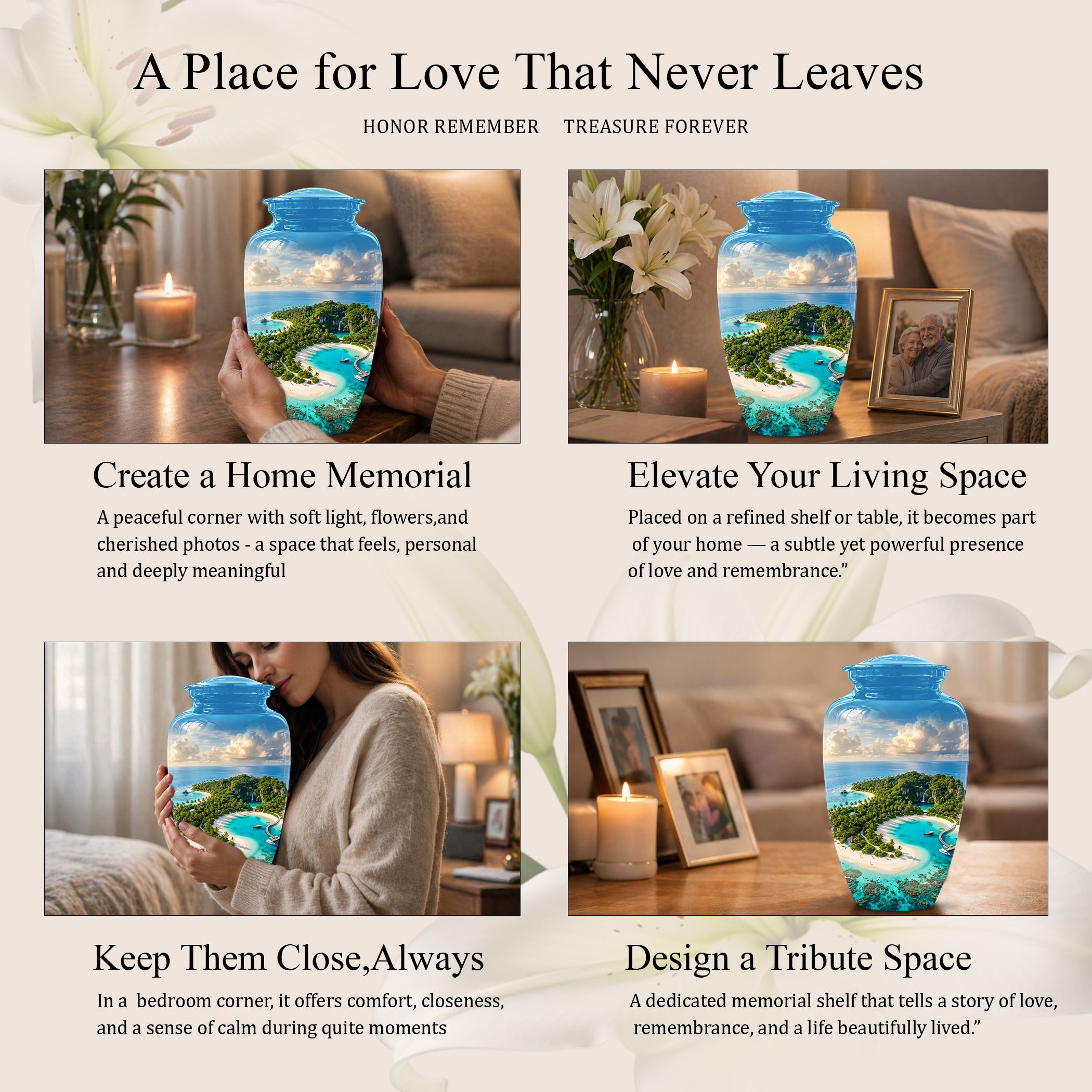 Beach Memorial Urns For Human Ashes - Custom Handmade Urns For Ashes