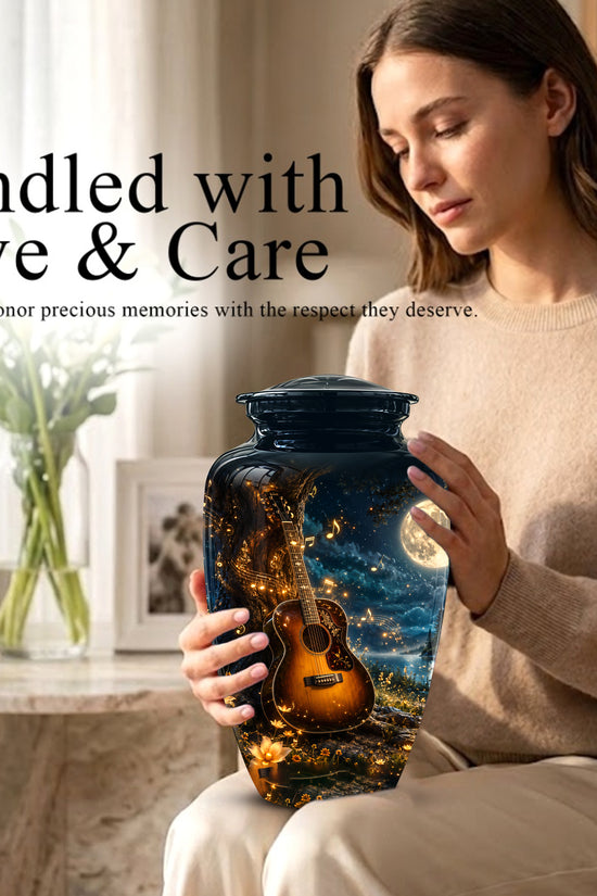 Artistic Guitar Cremation Urn - Starry Night Keep Urn For Music Lovers