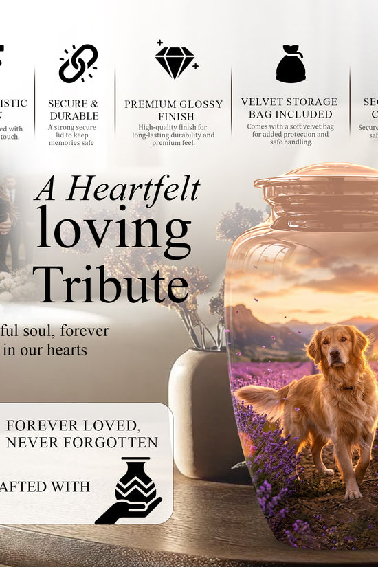 Golden Retriever Memorial Urn - Eternal Resting Urn For Pet Dog Ashes