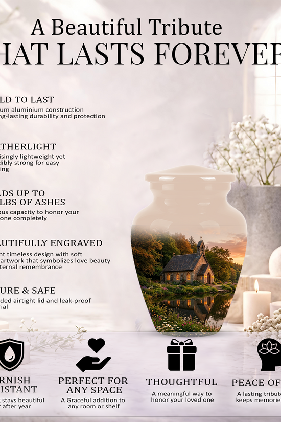 Christian Church Cross Burial Urn - Spiritual Burial Urns For Human Ashes