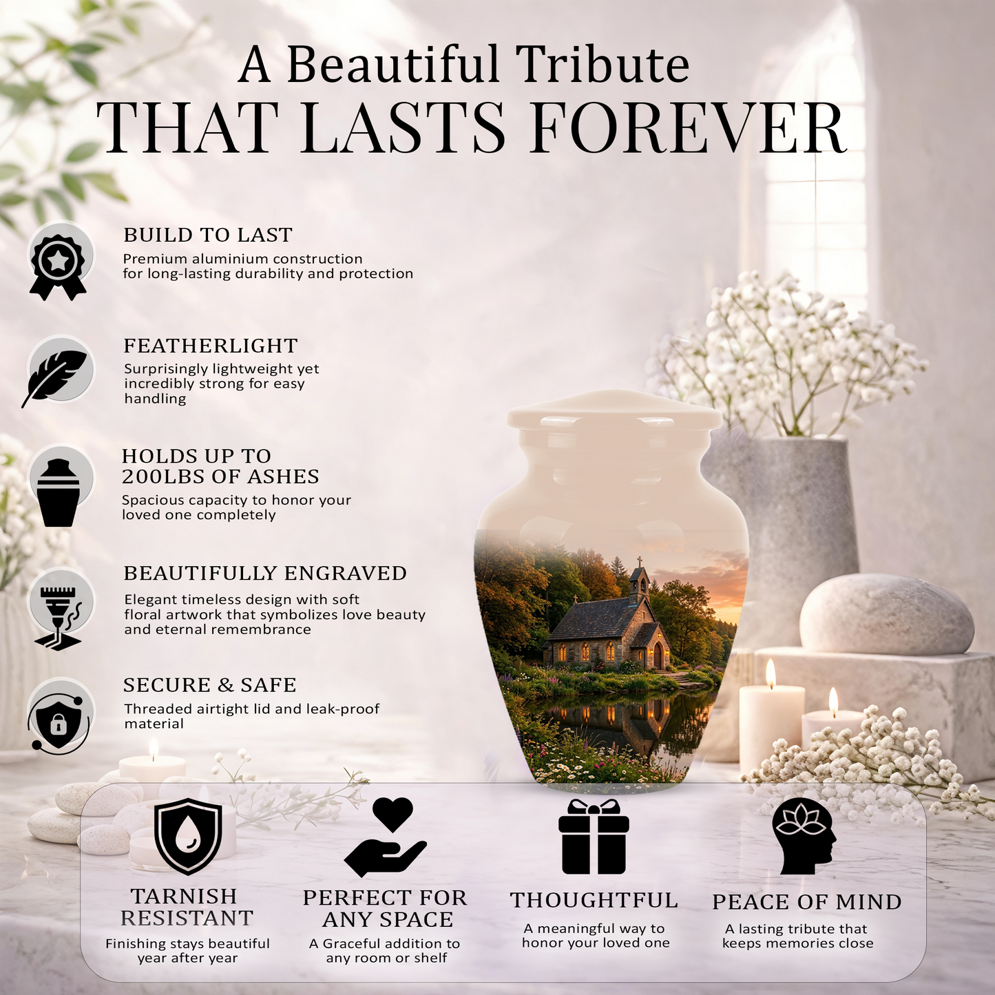 Christian Church Cross Burial Urn - Spiritual Burial Urns For Human Ashes