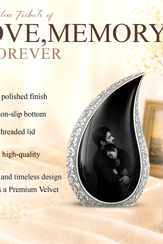 Black Father & Son Memorial Urn - Custom Cremation To Tribute Dad Ashes