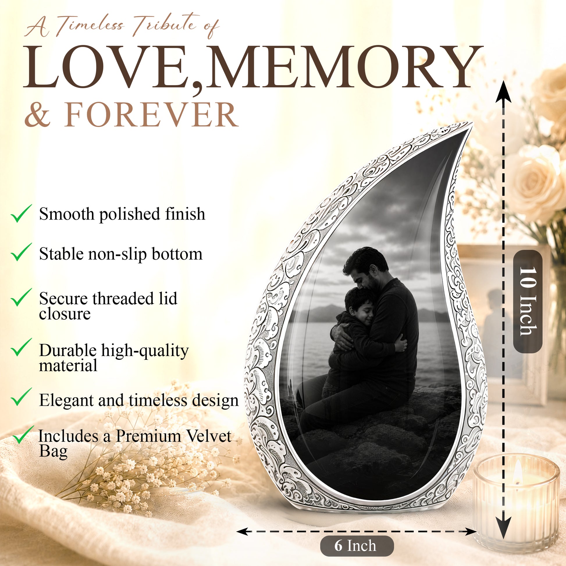 Personalized Father Cremation Urn - Memorial Tribute Urns For Fathers