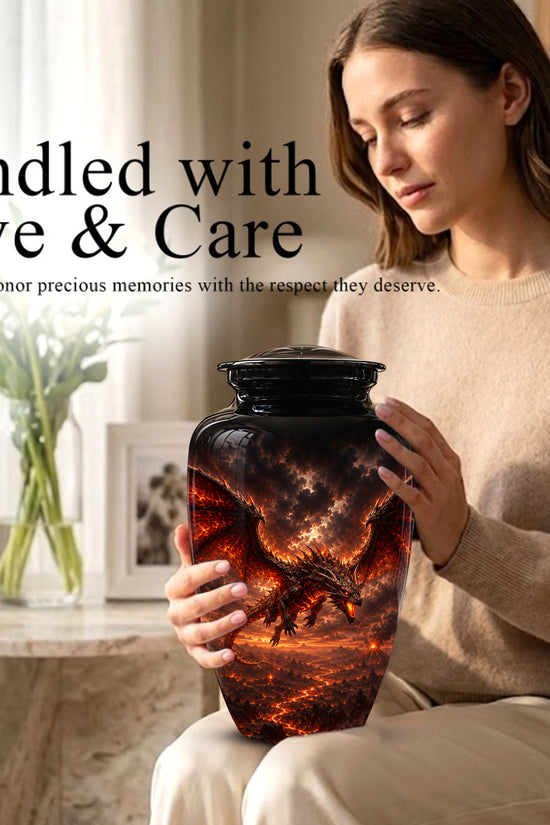 Dragon Fire Cremation Urn - Artistic Mythical Burial Urns For Human Ashes