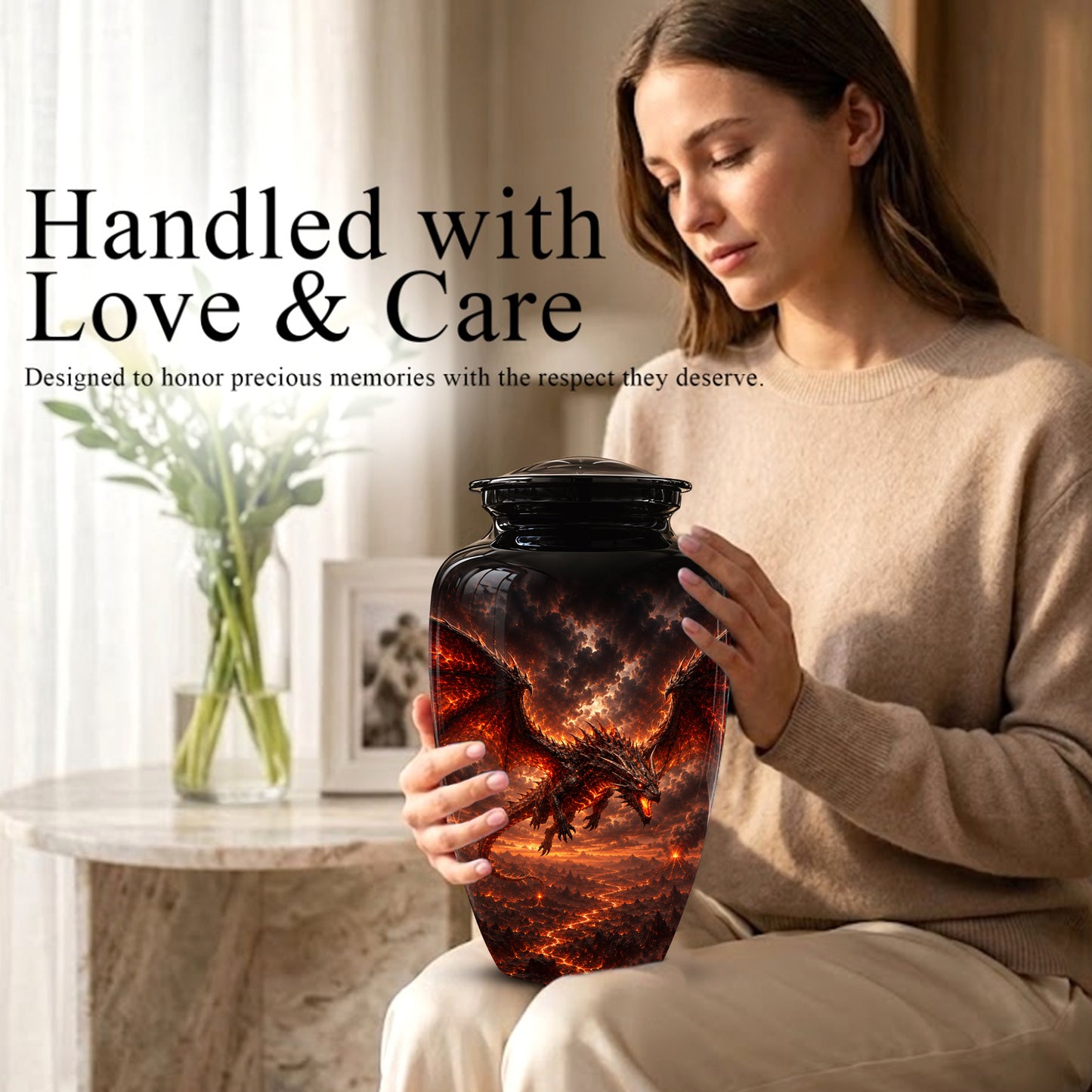 Dragon Fire Cremation Urn - Artistic Mythical Burial Urns For Human Ashes