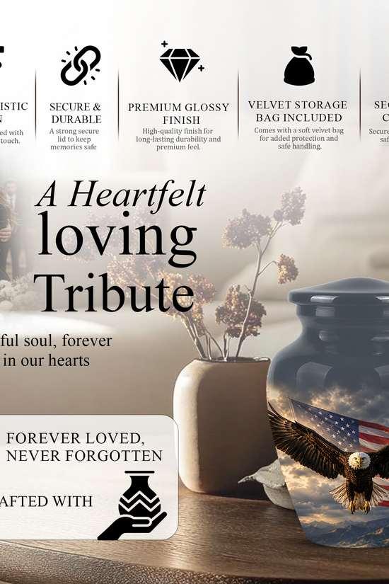 American Eagle Memorial Urn - Patriotic Burial Urns For Human Ashes