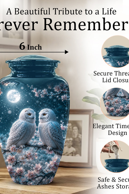Snowy Owl Couple Memorial Urn - Majestic Couple Urns For Loved Ones