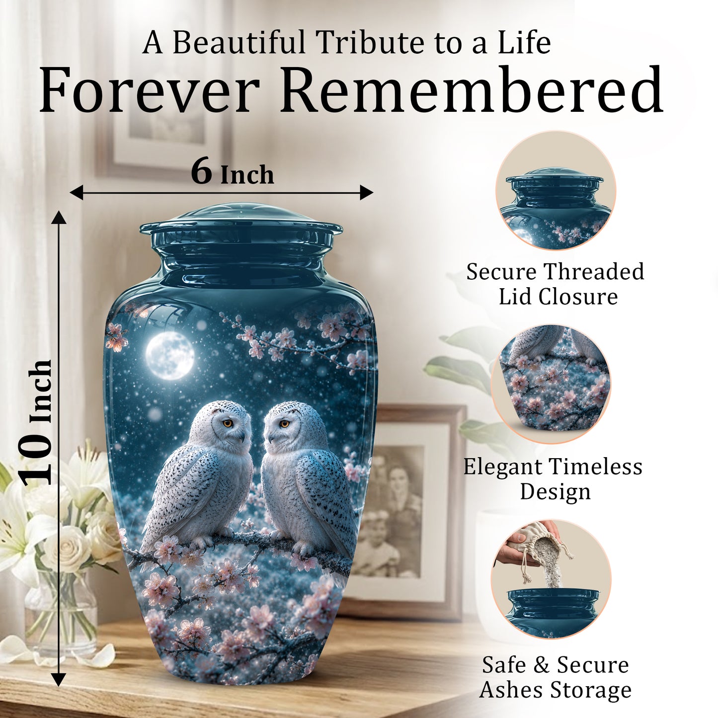 Snowy Owl Couple Memorial Urn - Majestic Couple Urns For Loved Ones