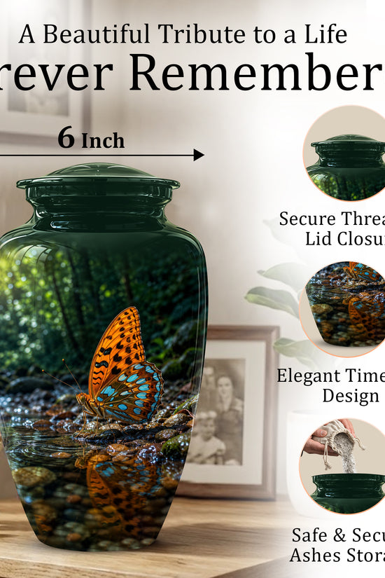 Orange Butterfly Memorial Urn - Personalized Memorial Urns For Ashes
