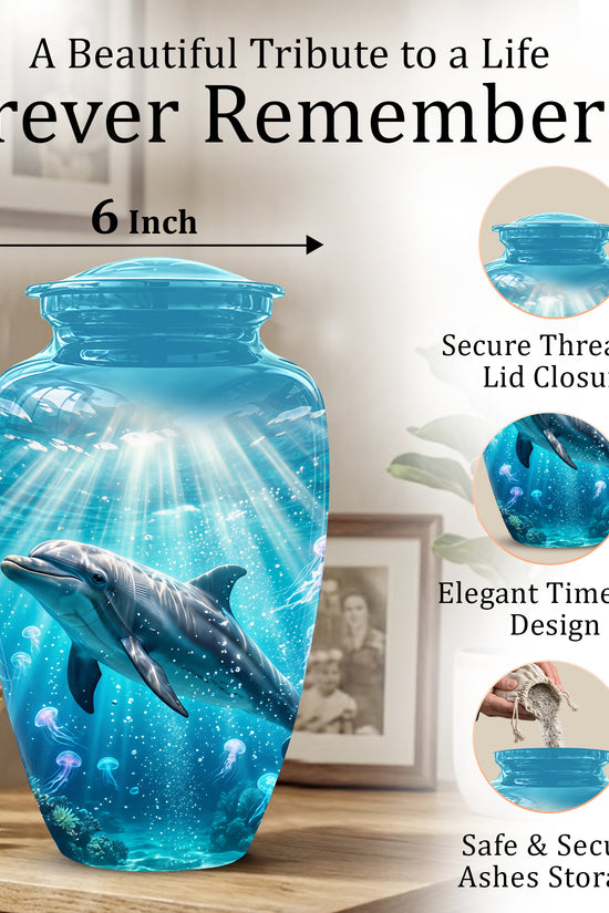 Dolphin Themed Urn - Beautifully Handcrafted Burial Urns For Mom Ashes
