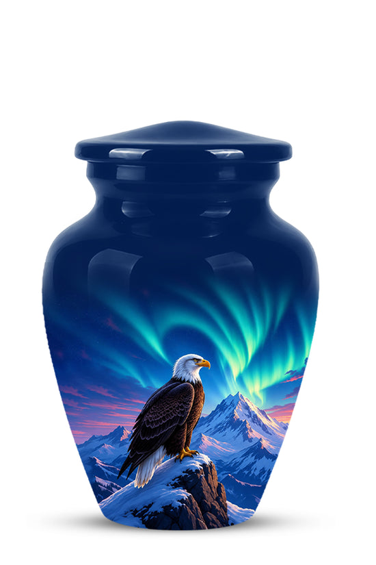 Personalized Bald Eagle Cremation Urn - Northern Lights Memorial Urns For Ashes