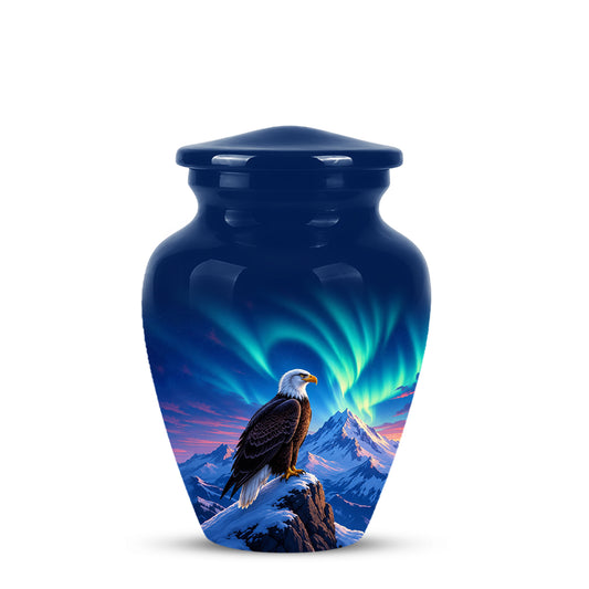Personalized Bald Eagle Cremation Urn - Northern Lights Memorial Urns For Ashes
