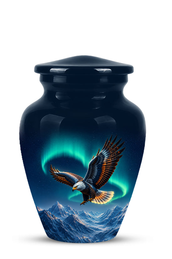 Majestic Eagle Blue Cremation Urn - Personalized Northern Lights Urns