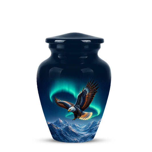 Majestic Eagle Blue Cremation Urn - Personalized Northern Lights Urns