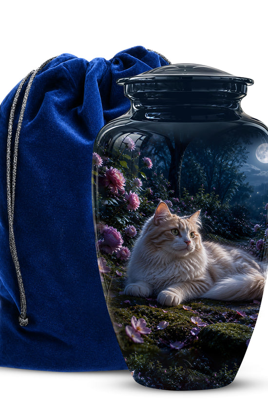 White Cat Memorial Urn - Beautiful Eternal Rest Urns For Pet Ashes