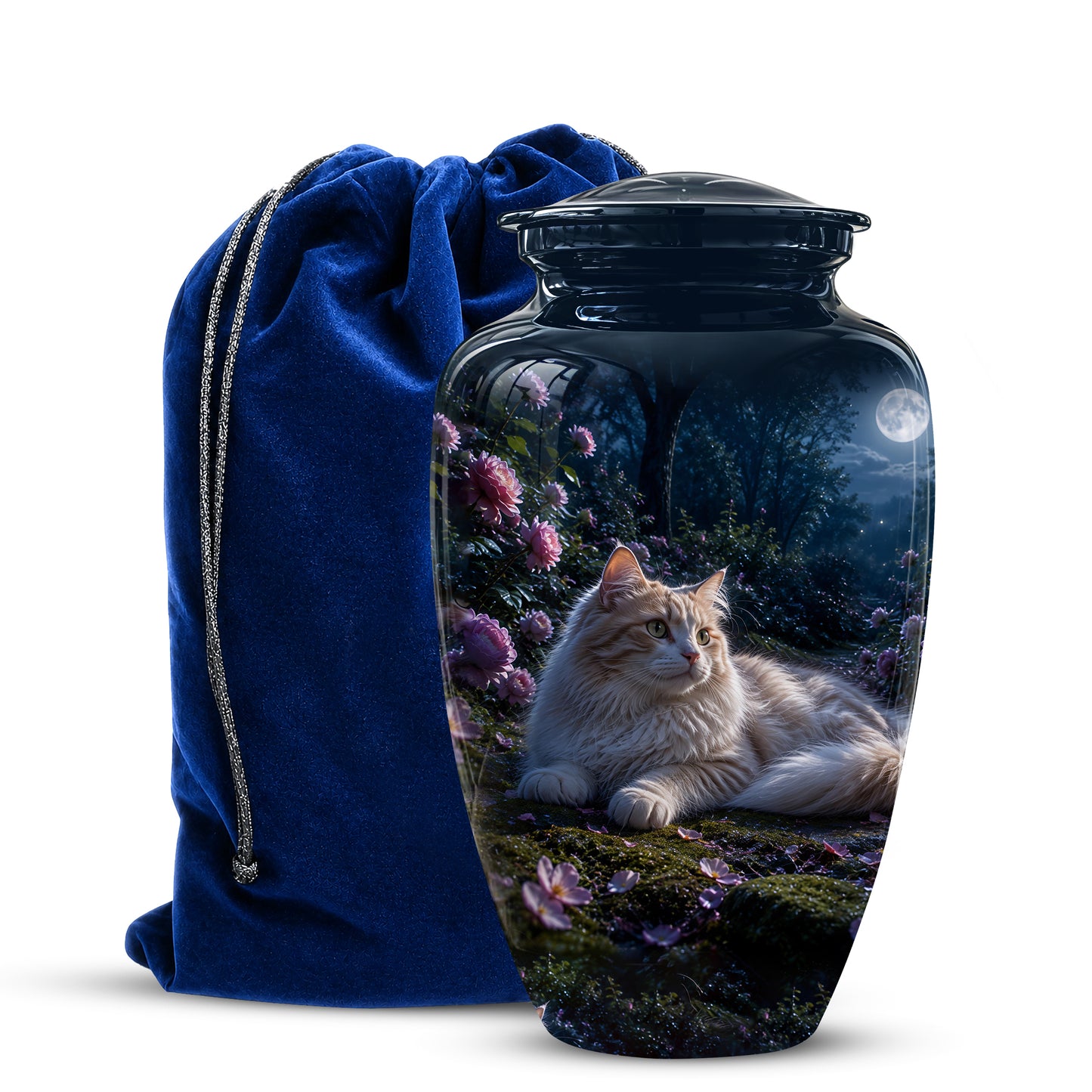 White Cat Memorial Urn - Beautiful Eternal Rest Urns For Pet Ashes