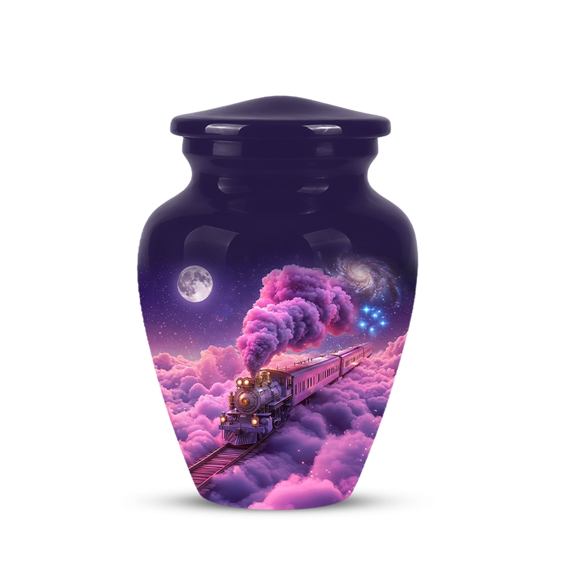 Fantasy Train Cremation Urn – Purple Cloud Memorial Urns For Human Ashes