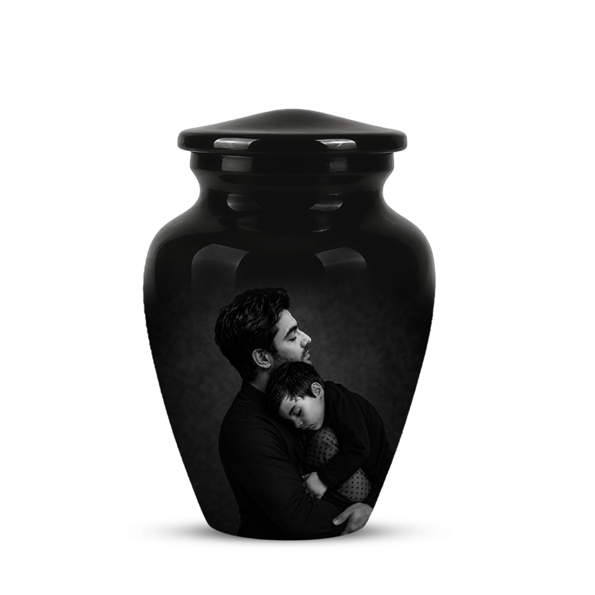 Black Father & Son Memorial Urn - Custom Cremation To Tribute Dad Ashes