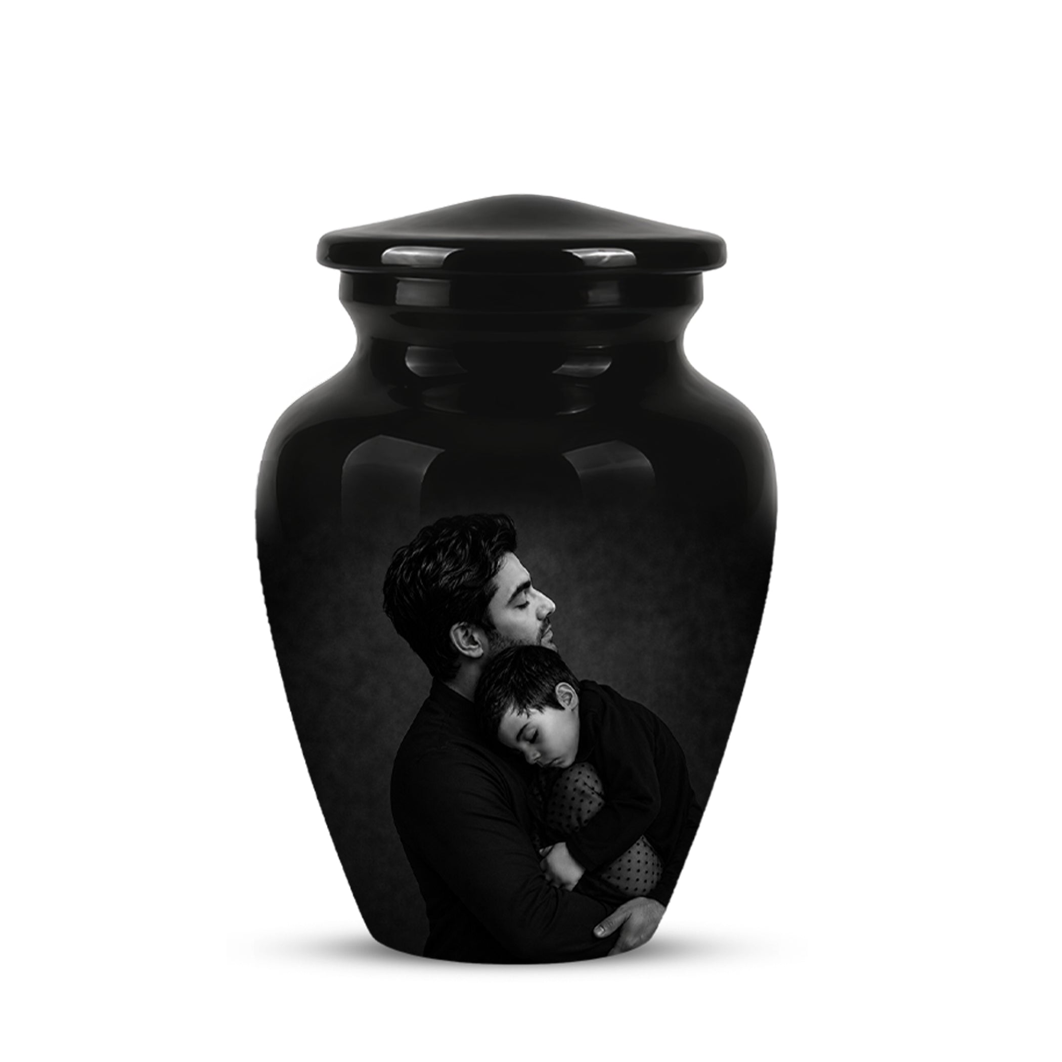 Black Father & Son Memorial Urn - Custom Cremation To Tribute Dad Ashes