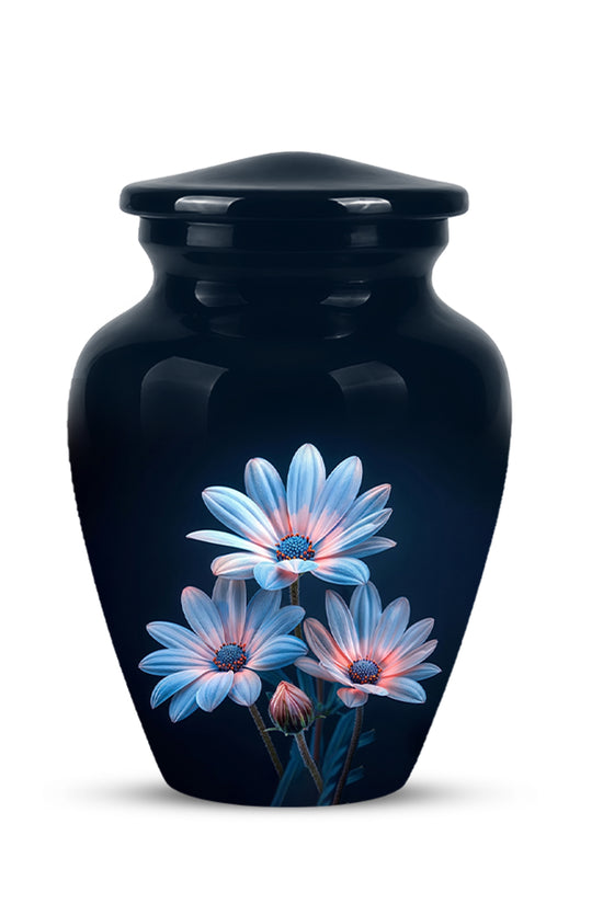 Blue Flower Memorial  Urn - Beautifully Crafted Urns To Tribute Ashes