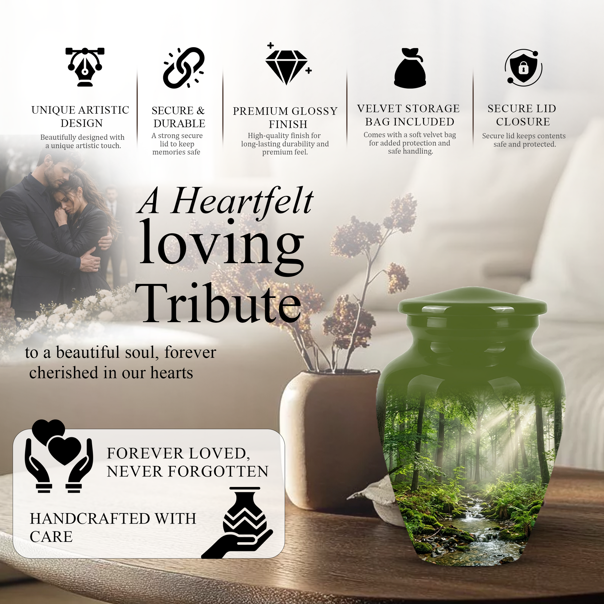 Forest Scenic Cremation Urn - Artistic Funeral Urns For Nature Lover's Ashes