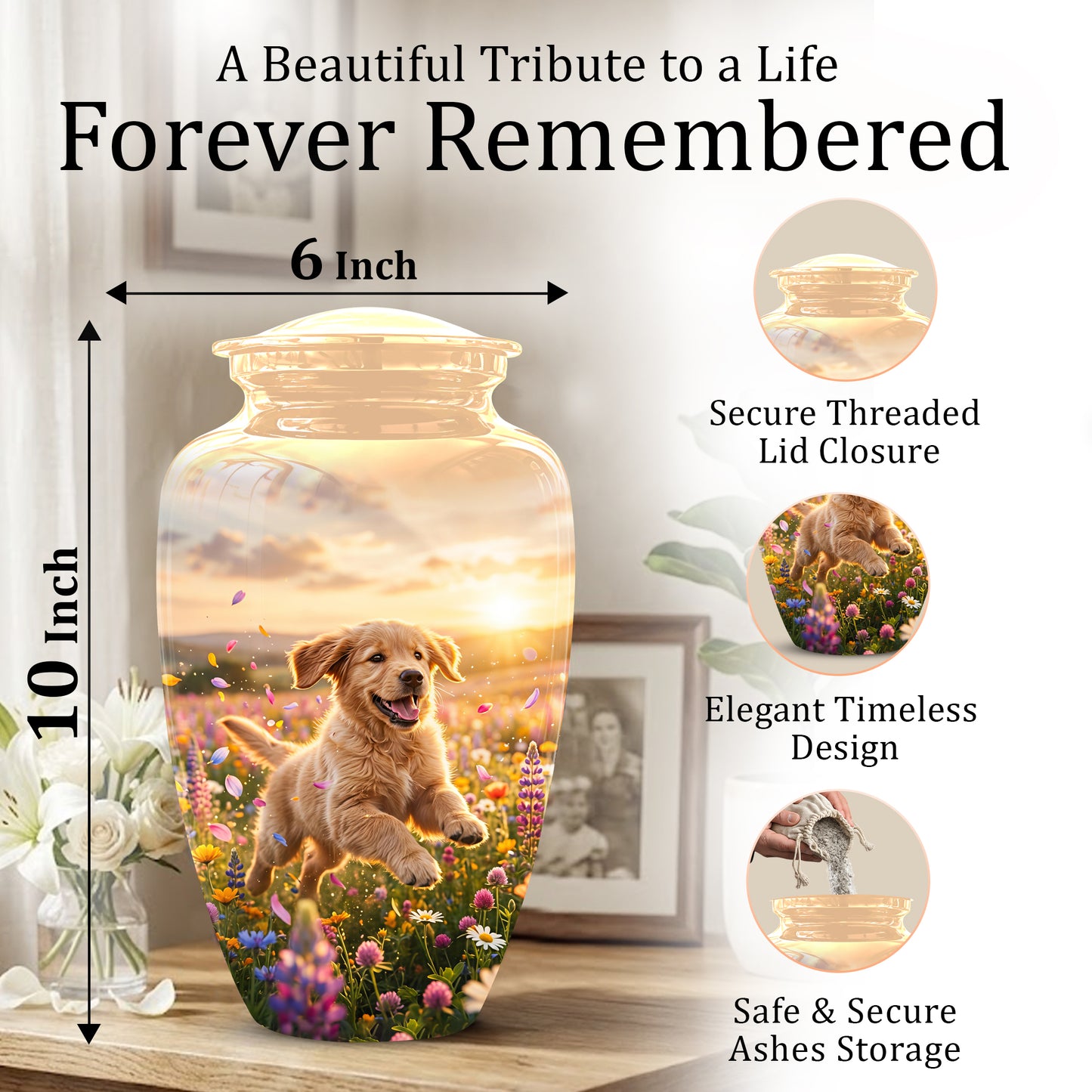 Playing Puppy Cremation Urn - Custom Memorial Urns For Pet Dog Ashes