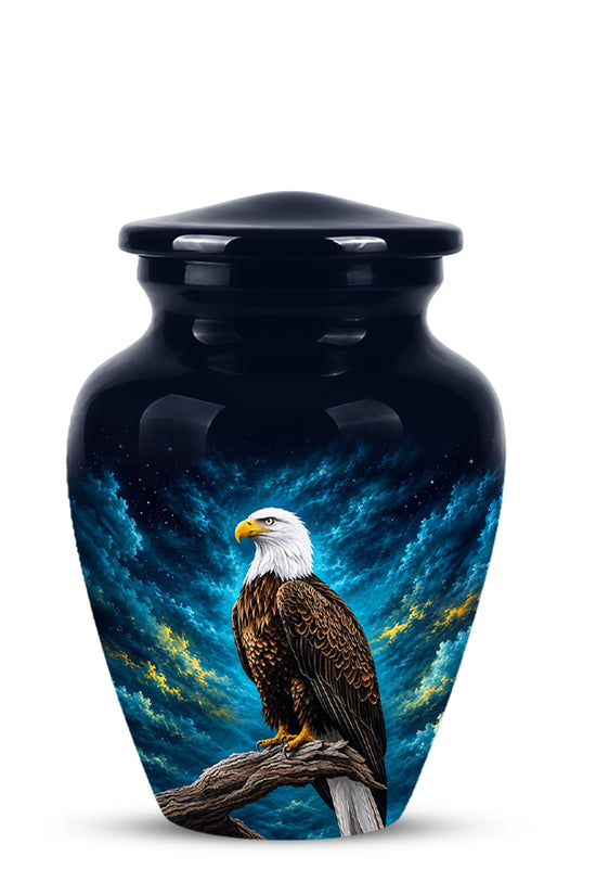 Cosmic Bald Eagle Cremation Urn - Decorative Memorial Urns For Human Ashes