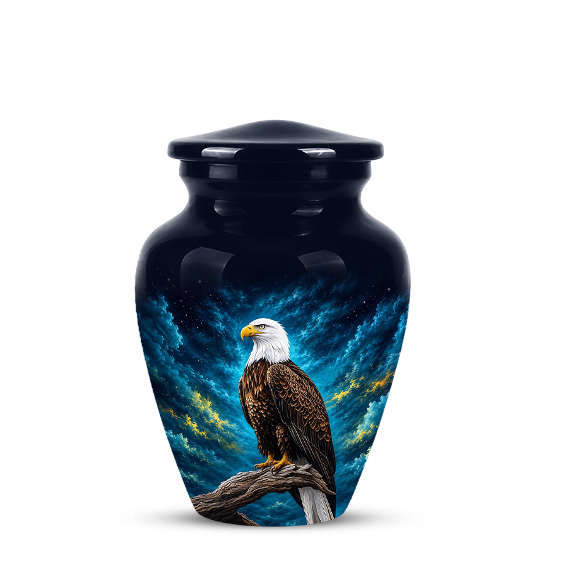 Cosmic Bald Eagle Cremation Urn - Decorative Memorial Urns For Human Ashes