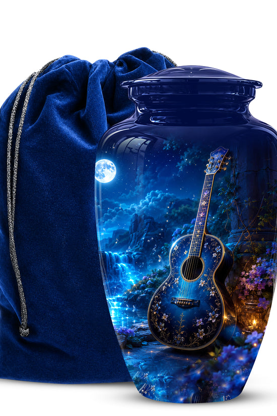 Blue Guitar Moonlight Urn - Beautiful Artistic Urns For Music Lovers