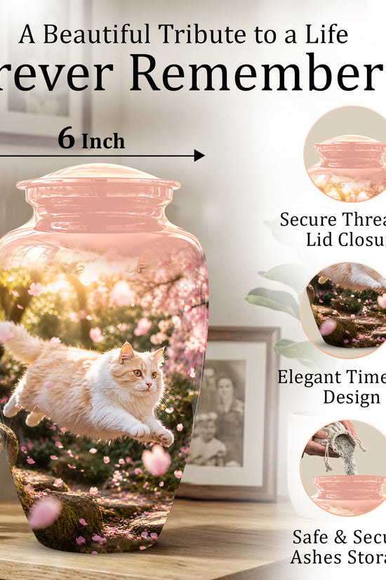 Fluffy Cat Pet Cremation Urn - Beautiful Pet Memorial Urns For Ashes