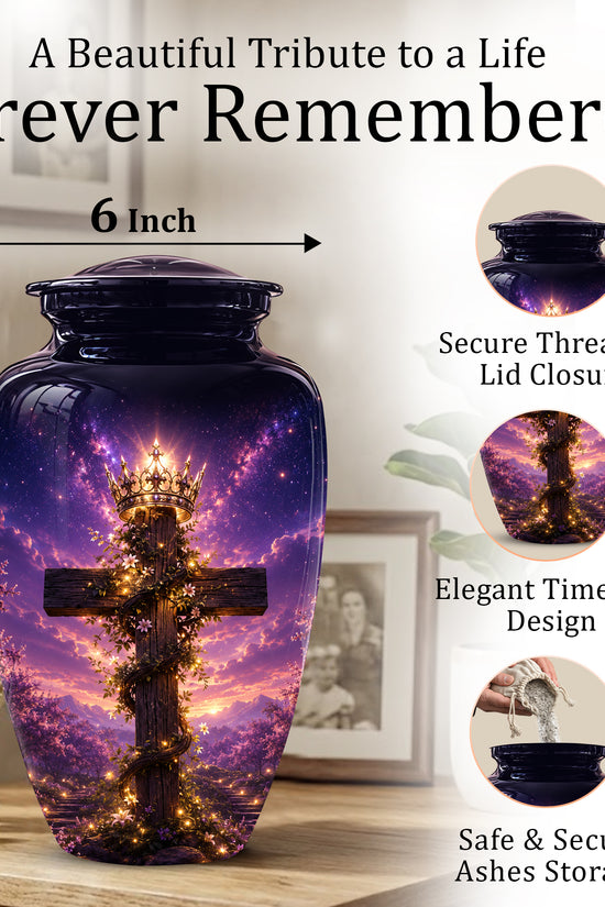 Cross With Crown Cremation Urn for Ashes – Spiritual Memorial Urns