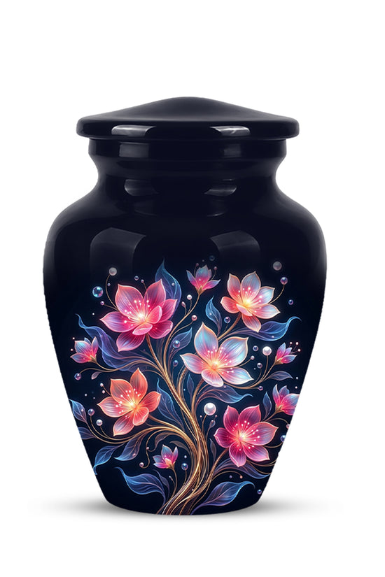Hand-Painted Lotus Flower Cremation Urn - Decorative Urns On Sale