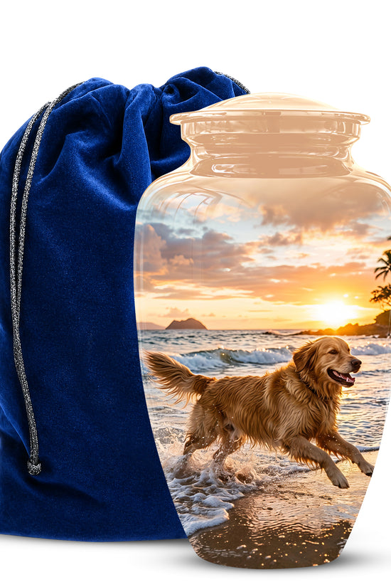 Golden Retriever Themed Urn - Personalized Memorial Urns For Pet Dog